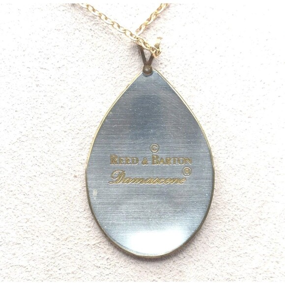 Reed & Barton 24k Gold Plate Silver Damascene Christmas Tree Pendant Necklace - Picture 6 of 10